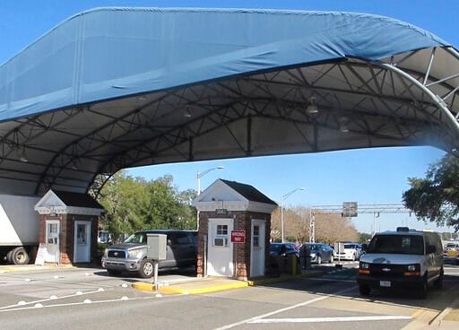 (AP Photo/Melissa Nelson, File). FILE- In this Jan. 29, 2016 file photo shows the entrance to the Naval Air Base Station in Pensacola, Fla. The US Navy is confirming that an active shooter and one other person are dead after gunfire at the Naval Air St...