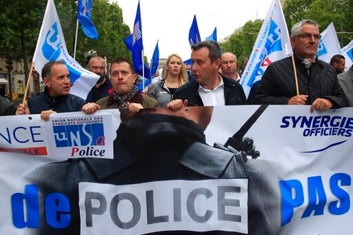 French police stage banned demo to demand government support ...