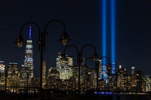 The Latest: Tribute in Light rises from twin towers site