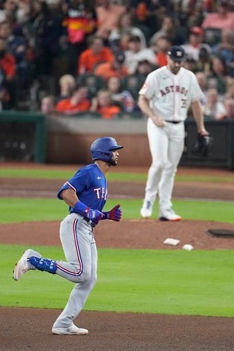 Montgomery shuts out Astros, Taveras homers as Rangers take Game 1 of ALCS