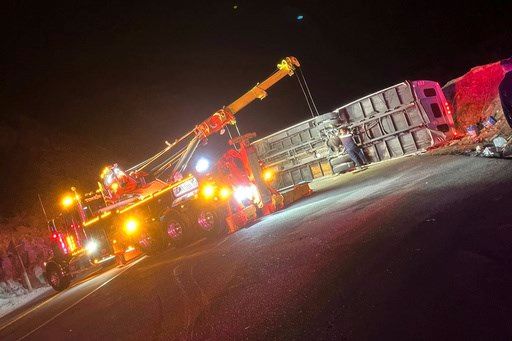 20 taken to hospitals after bus returning from church camp overturns on winding California road