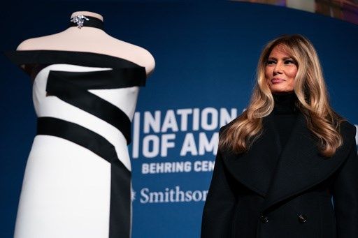 Melania Trump donates her white and black-trimmed inaugural ball gown to the Smithsonian