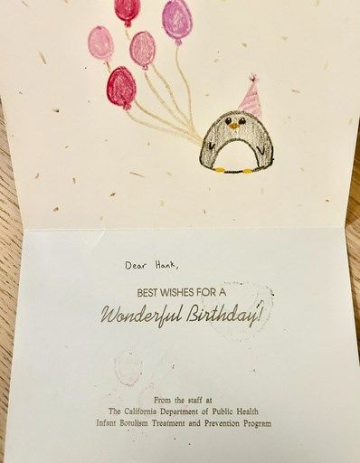 After botulism treatment, babies get a treasured birthday card from California program